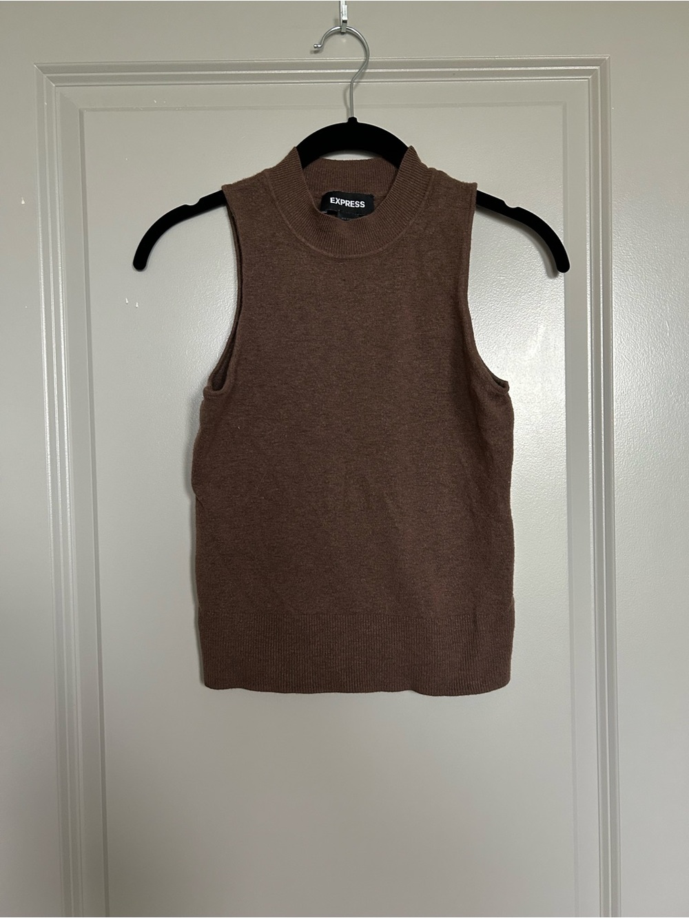 Express Brown Sleeveless Mock Neck Knit Top